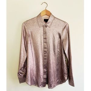 J. Crew Rose Gold Metallic Sparkle Button Down